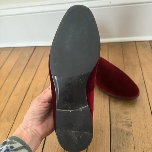 Steve Madden Laight Burgundy Velvet Loafers Smoking Slippers Men’s 9